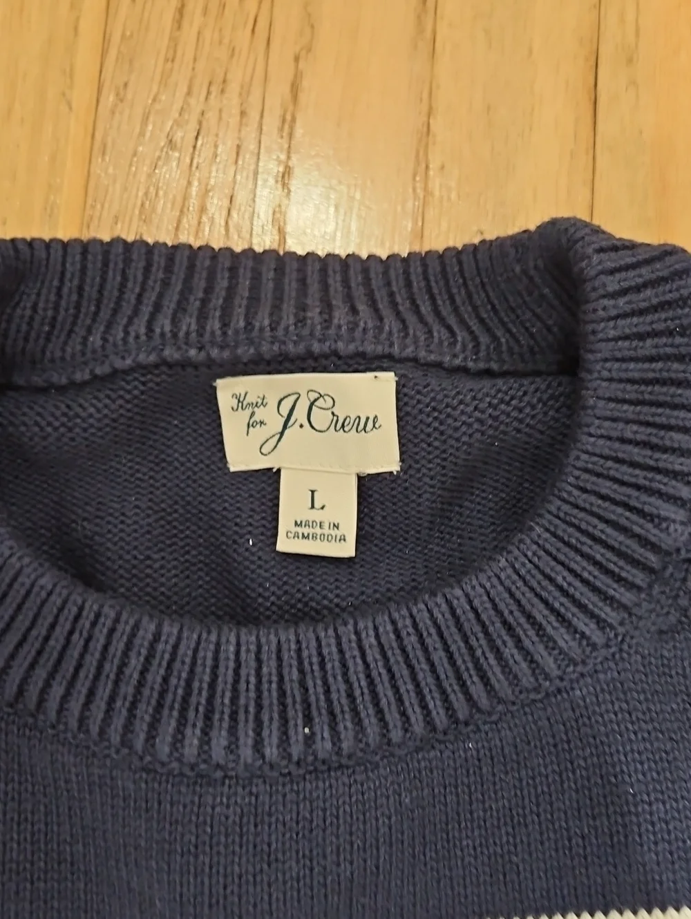 J. Crew Navy & White Striped Crewneck Sweater